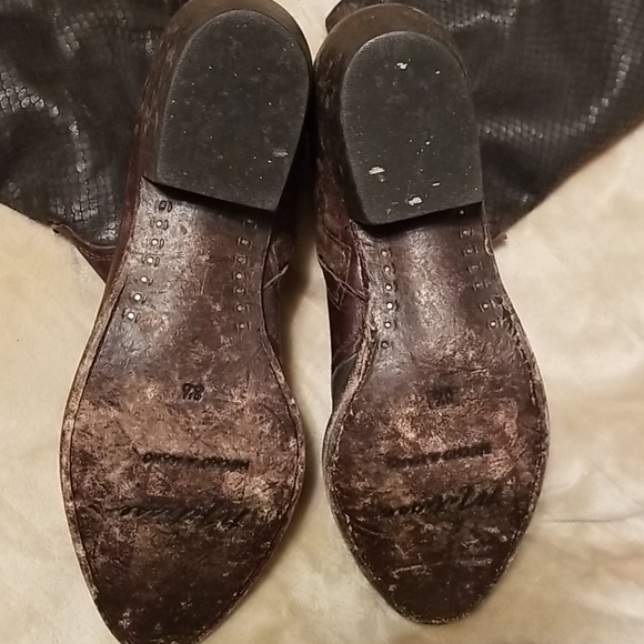 Free People x Matisse Gentry Distressed Leather Western Boots Snakeskin Embossed - Picture 9 of 13